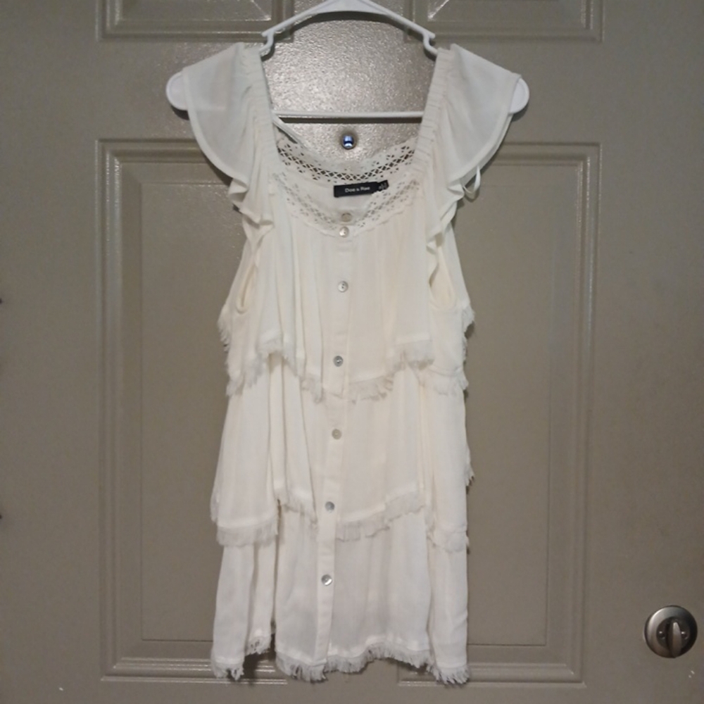 Doe & Rae Button Up Rufled Top Blouse Woman Size S